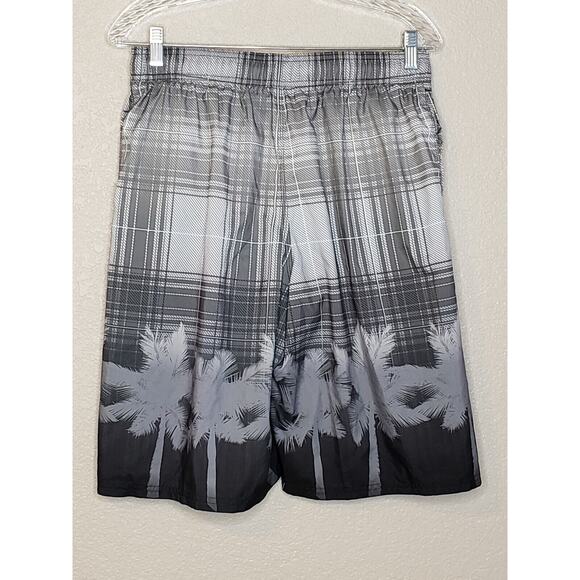 Nike Mens Swimsuit Medium Black White Palm Tree Built In Mesh Lining Trunks - Picture 2 of 5